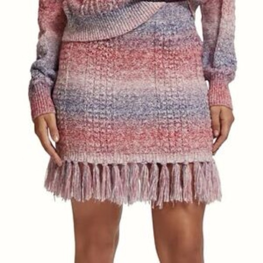 Scotch & Soda Knit Fringe Skirt Sz Small Sunset Ombre Coastal Boho Chic